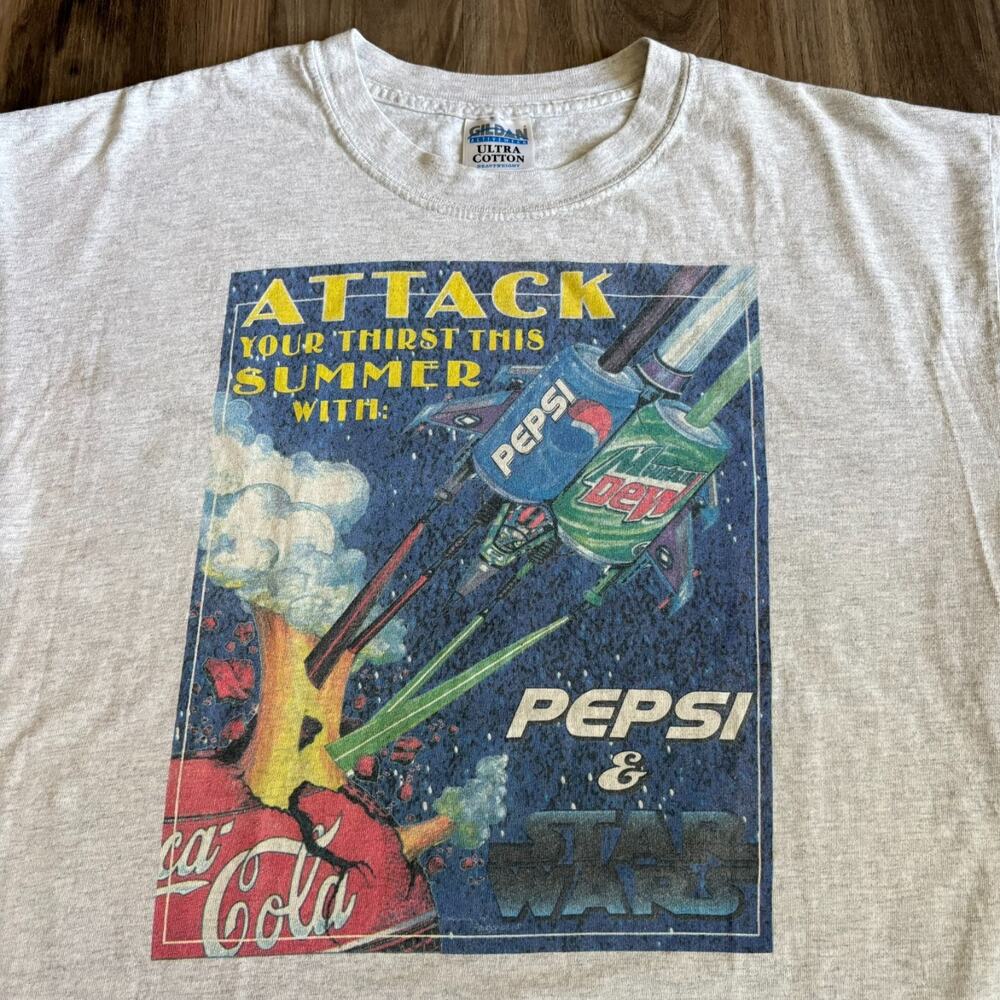 VINTAGE Star Wars T-Shirt Men's Size XL The Phantom Menace Pepsi RARE BANNED